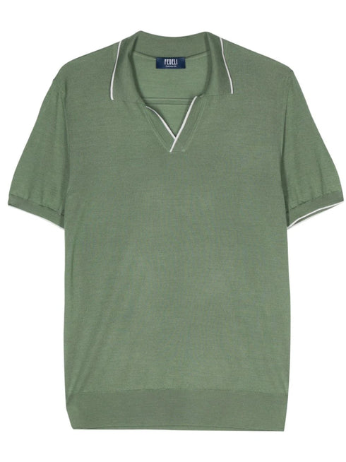 Wave fine-knit polo shirt